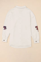 Solid Textured Flap Pocket Buttoned Shacket