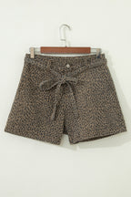 Black leopard print loose denim shorts by Dear-Lover Dropshipping, showing the stylish distressed denim with animal print pattern.
