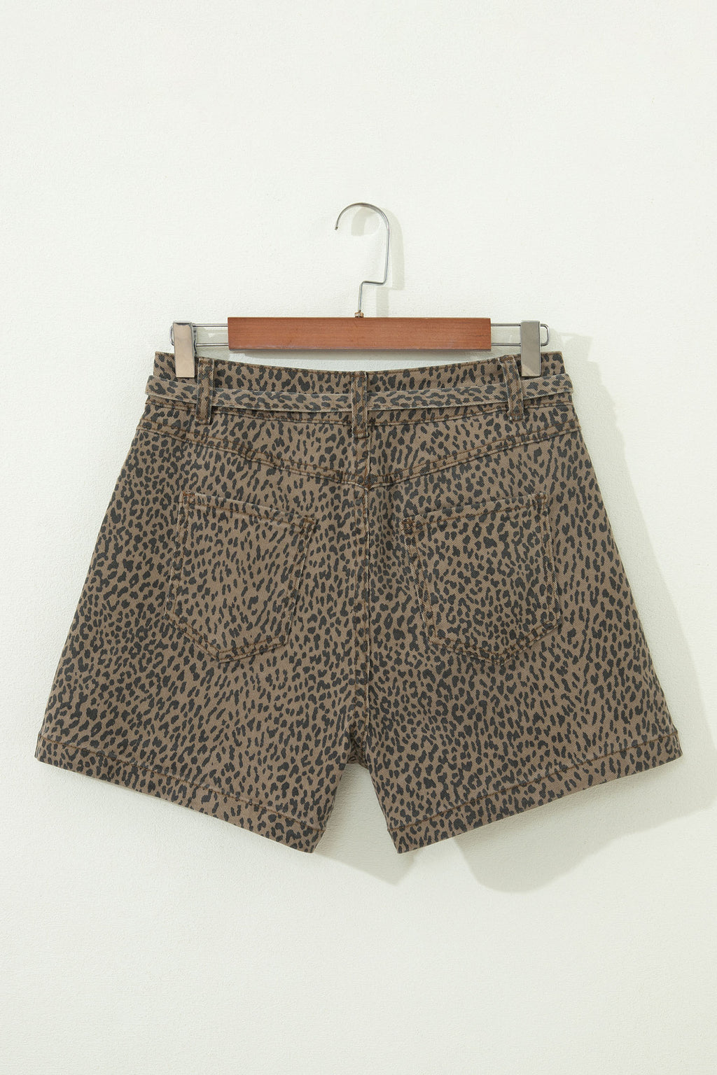 Black leopard print loose denim shorts by Dear-Lover Dropshipping, showing the stylish, comfortable fit and bold animal pattern.