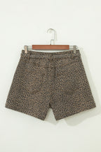 Black leopard print loose denim shorts by Dear-Lover Dropshipping, showing the stylish, comfortable fit and bold animal pattern.