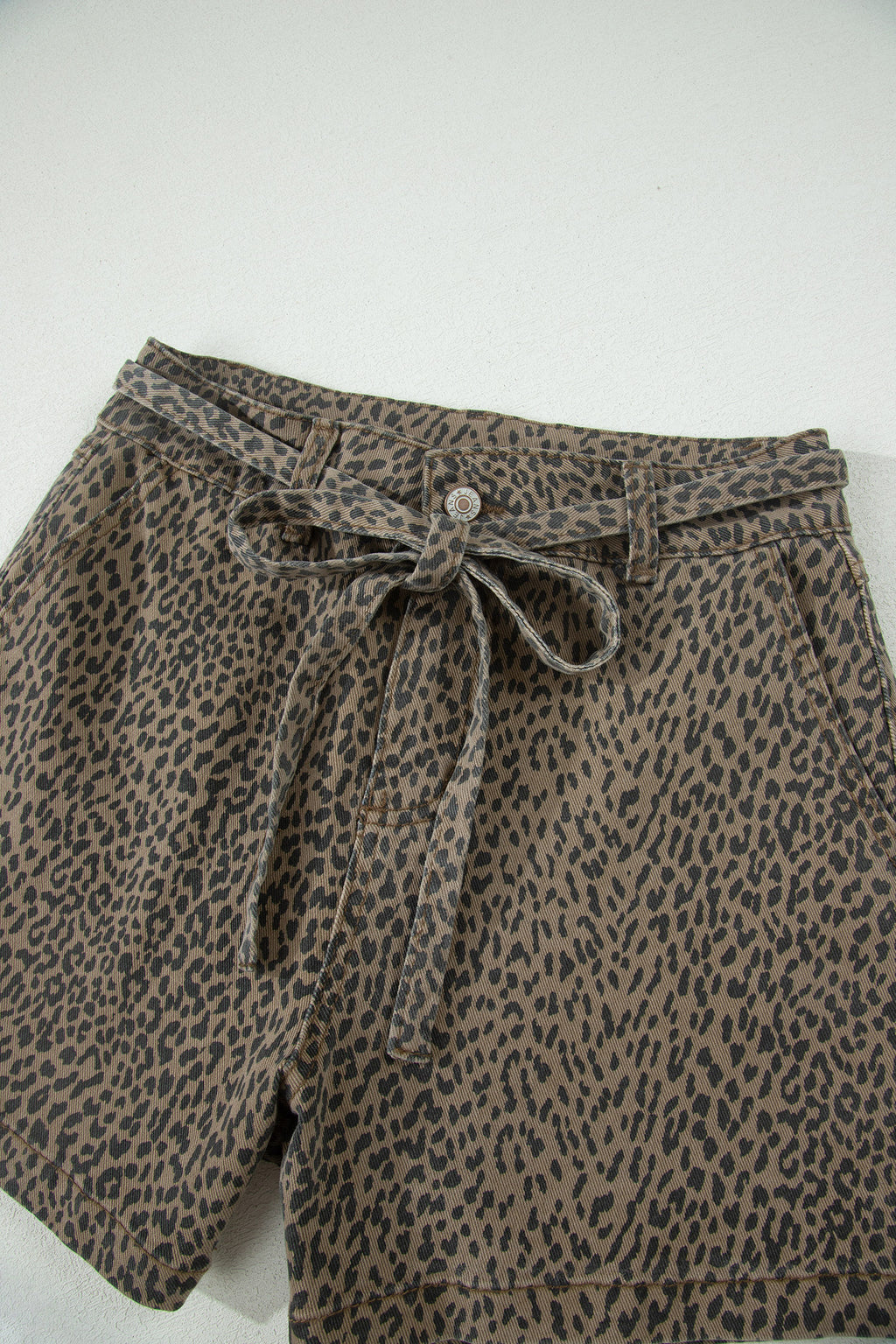 Black leopard print loose denim shorts for women, stylish casual bottoms with polyester and elastane blend, from Dear-Lover.