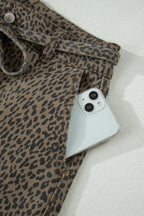 Black leopard print loose denim shorts from Dear-Lover Dropshipping, featuring a casual fit and stylish animal print design.