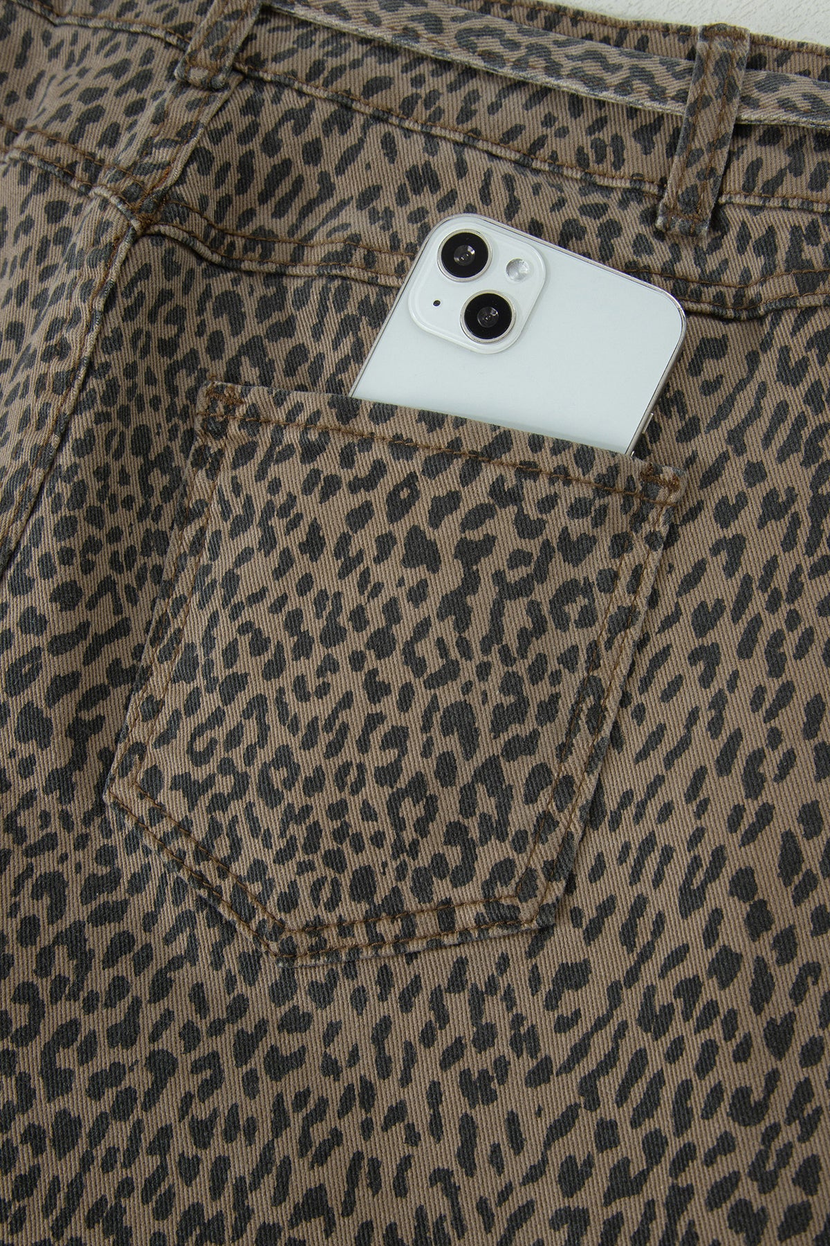 Black leopard print loose denim shorts from Dear-Lover with polyester and elastane, showcasing casual, relaxed-fit bottom wear.