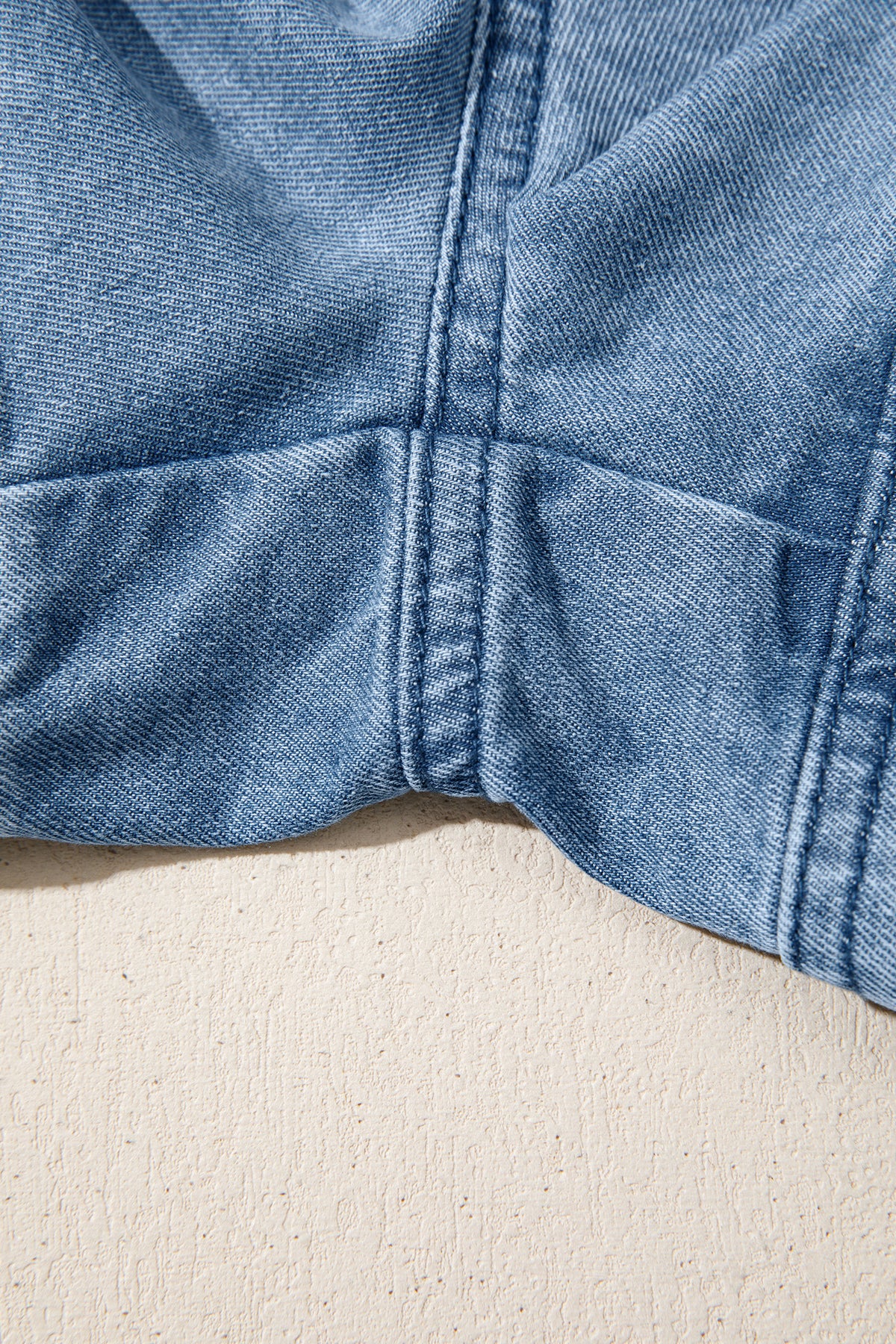 Dusk blue smocked elastic waist denim shorts by Dear-Lover, casual bottoms with cotton and polyester blend, perfect for summer wear.
