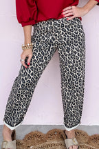 Black leopard print barrel jeans from Dear-Lover Dropshipping, stylish bottoms with polyester, cotton, and elastane blend.