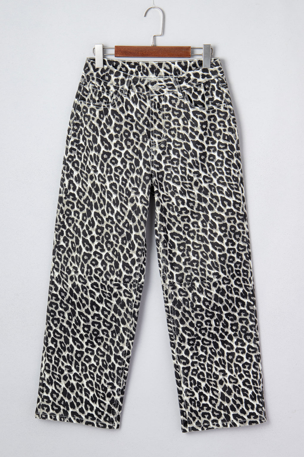 Black leopard print barrel jeans from Dear-Lover Dropshipping, stylish bottoms with polyester, cotton, and elastane blend.