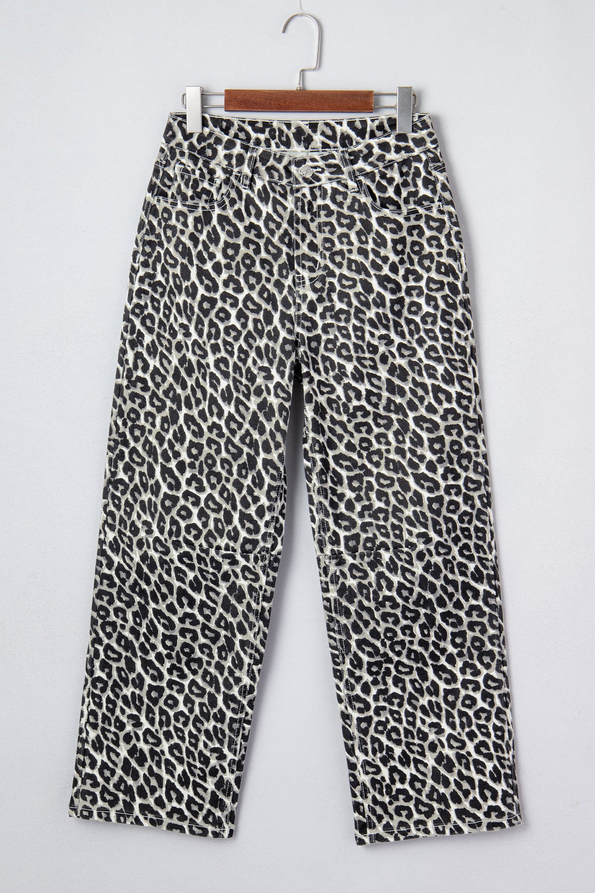 Black leopard print barrel jeans from Dear-Lover Dropshipping, stylish bottoms with polyester, cotton, and elastane blend.