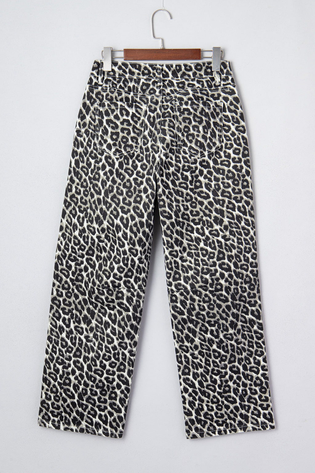Black leopard print barrel jeans by Dear-Lover Dropshipping, showcasing stylish tapered bottoms with polyester, cotton, and elastane blend.