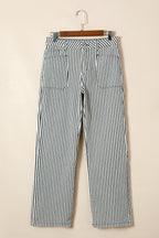 Black stripe patch pocket high waist denim jeans by Dear-Lover, featuring a shift style, cotton-elastane blend, and stylish design.