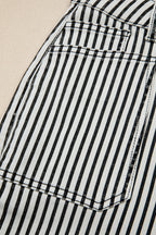 Black stripe patch pocket high waist denim jeans by Dear-Lover, featuring a shift style, cotton-elastane blend, and classic denim design.