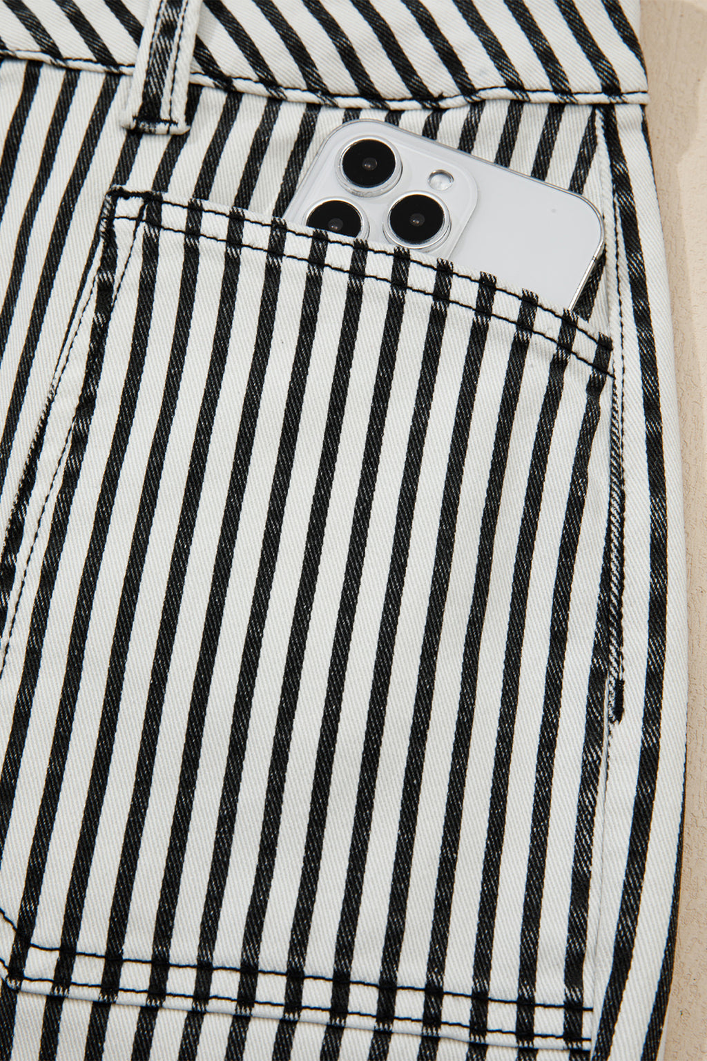 Black stripe patch pocket high waist denim jeans by Dear-Lover with a shift style, cotton and elastane blend, showcasing the stylish design.