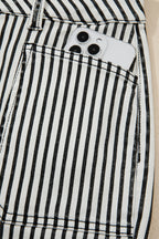 Black stripe patch pocket high waist denim jeans by Dear-Lover with a shift style, cotton and elastane blend, showcasing the stylish design.