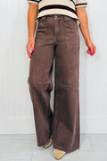 Dark brown retro washed patch pocket loose jeans from Dear-Lover Dropshipping, made of cotton, polyester, lyocell, and elastane.