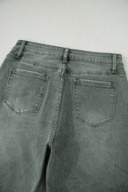 Dear-Lover Dropshipping four-leaf clover distressed wide-leg jeans with raw edges, made of cotton and elastane for a relaxed fit.
