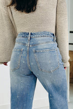 Mist Blue distressed detail tummy control raw hem jeans by Dear-Lover, casual bottoms with cotton and elastane for a comfortable fit.