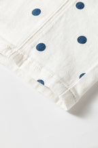 Pink polka dot print barrel jeans with seam detail from Dear-Lover Dropshipping, made of cotton, polyester, and elastane.