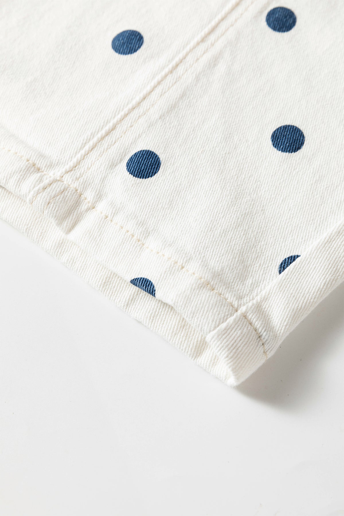 Pink polka dot print barrel jeans with seam detail from Dear-Lover Dropshipping, made of cotton, polyester, and elastane.