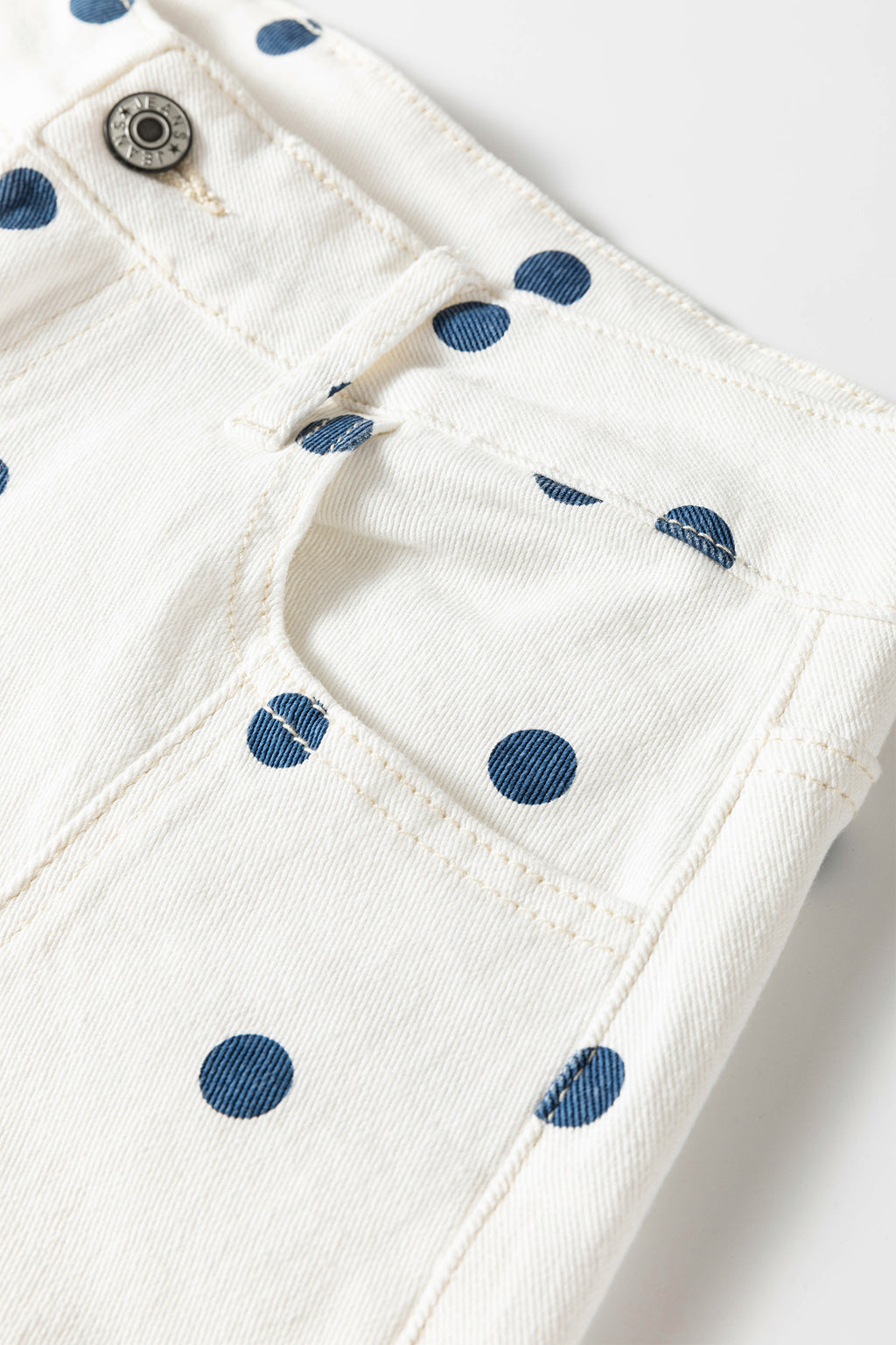 Pink polka dot print barrel jeans with seam details from Dear-Lover Dropshipping, made of cotton, polyester, and elastane.