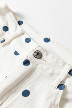 Pink polka dot print barrel jeans with seam details from Dear-Lover Dropshipping, made of cotton, polyester, and elastane.