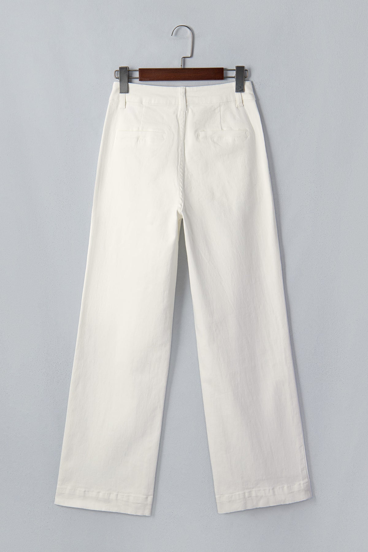 White scalloped patch pocket shift jeans by Dear-Lover, lightweight cotton blend denim with a relaxed fit and stylish details.
