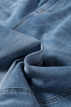 Dusk blue adjustable buckle barrel denim overalls by Dear-Lover, featuring classic fit, cotton-polyester blend, and functional straps.