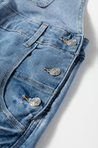 Dusk blue adjustable buckle barrel denim overalls by Dear-Lover Dropshipping, featuring classic denim design and adjustable straps.