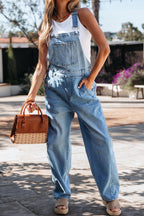 Dusk blue adjustable buckle barrel denim overalls by Dear-Lover, featuring classic straps and comfortable fit for casual wear.