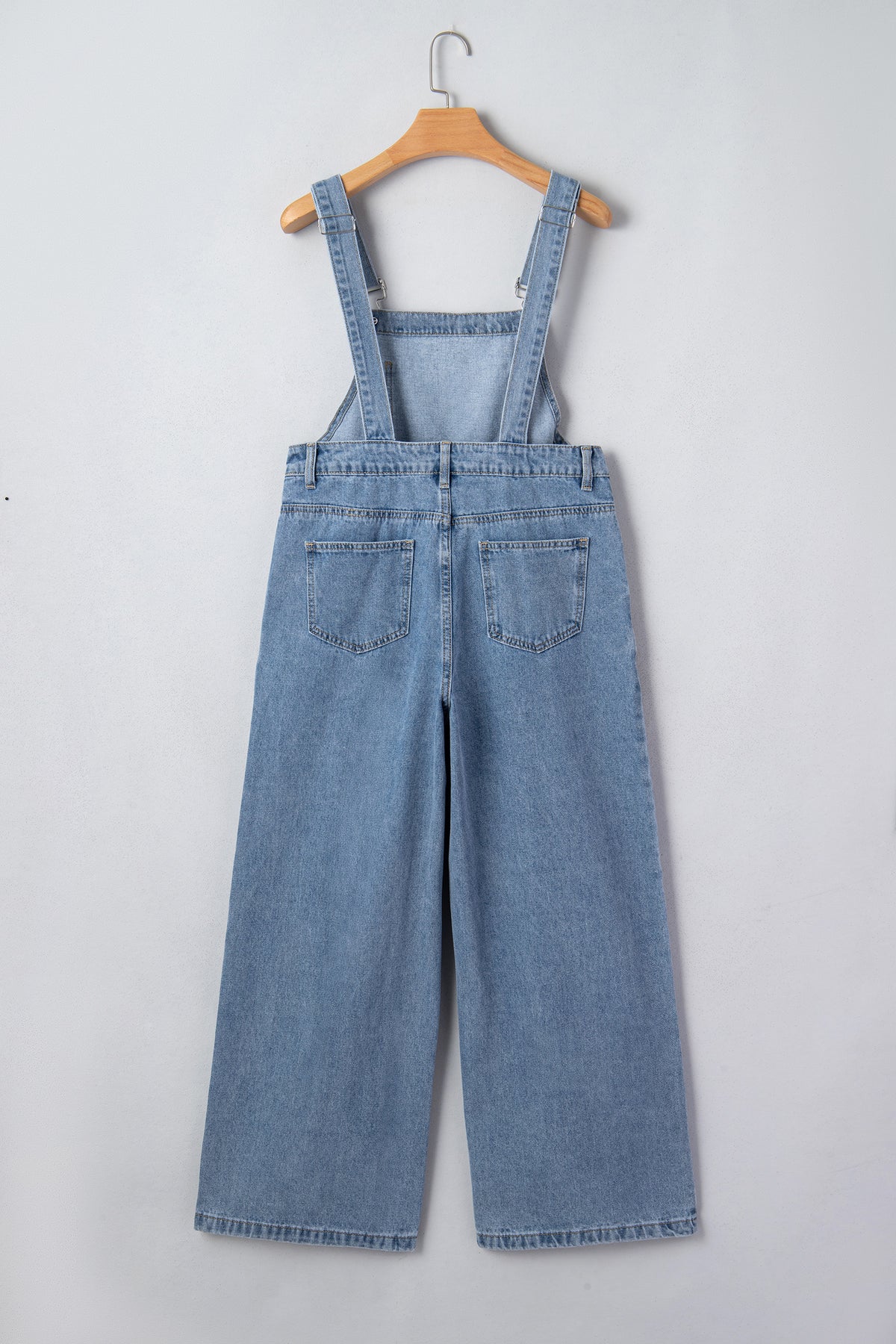 Dusk blue pleated wide-leg denim jumpsuit with retro pockets from Dear-Lover, featuring a stylish and comfortable design.