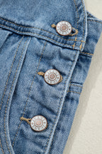 Dusk blue pleated wide-leg denim jumpsuit with retro pockets, designed by Dear-Lover, featuring a stylish, relaxed fit.
