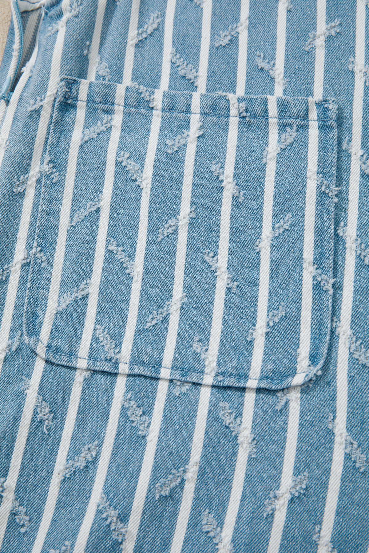 Myosotis striped distressed ruffled wide-leg denim overalls by Dear-Lover, featuring a casual, fashionable design with ruffle details.