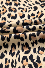 Parchment leopard print flowy wide-leg pants with drawstring elastic waistband, stylish culottes by Dear-Lover.