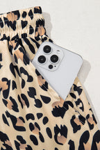 Flowy wide-leg pants with leopard print, elastic waistband, drawstring, made of polyester, from Dear-Lover.