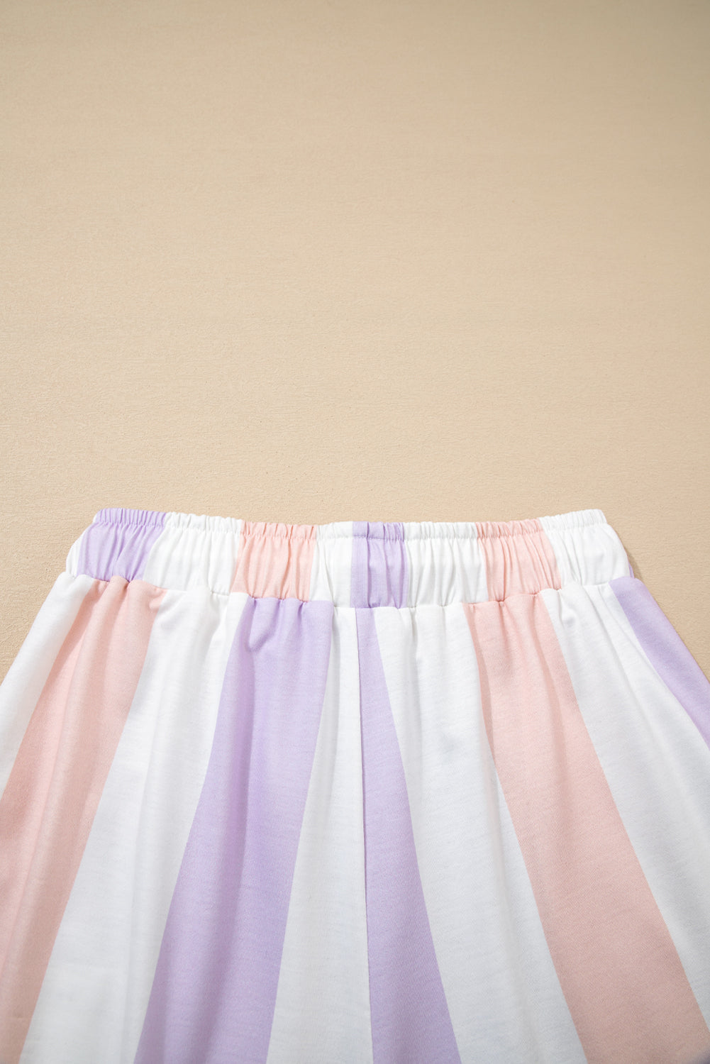Purple stripe multicolored print drawstring loose pants with side pockets from Dear-Lover, casual culottes for comfortable wear.