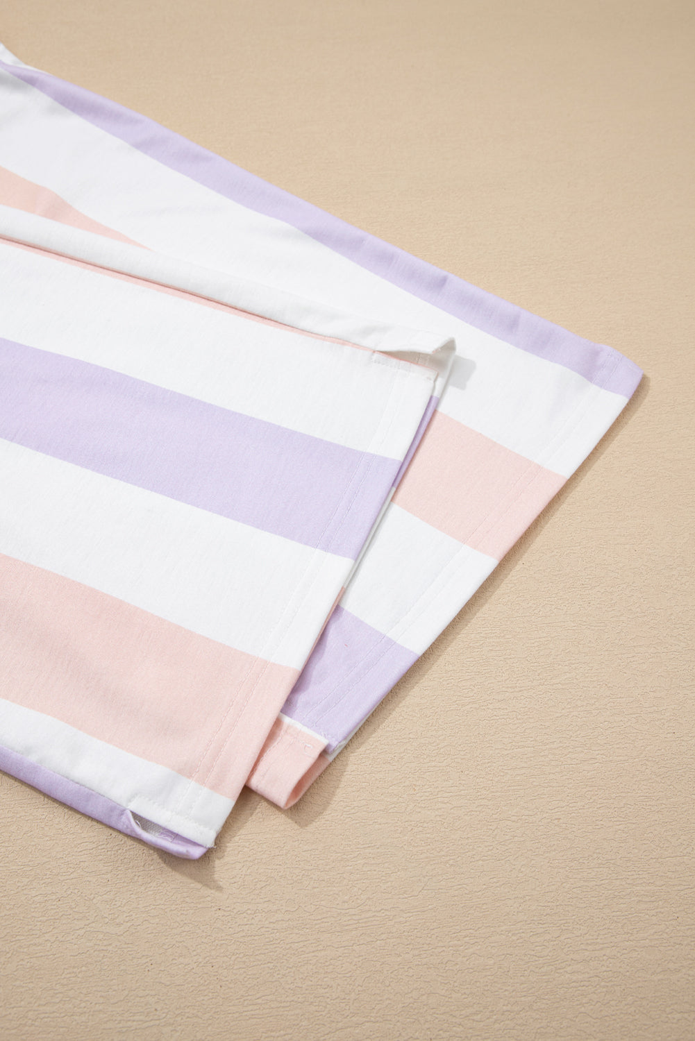 Purple stripe multicolored print drawstring loose pants with side pockets, casual culottes from Dear-Lover Dropshipping.