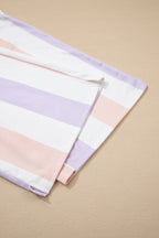 Purple stripe multicolored print drawstring loose pants with side pockets, casual culottes from Dear-Lover Dropshipping.