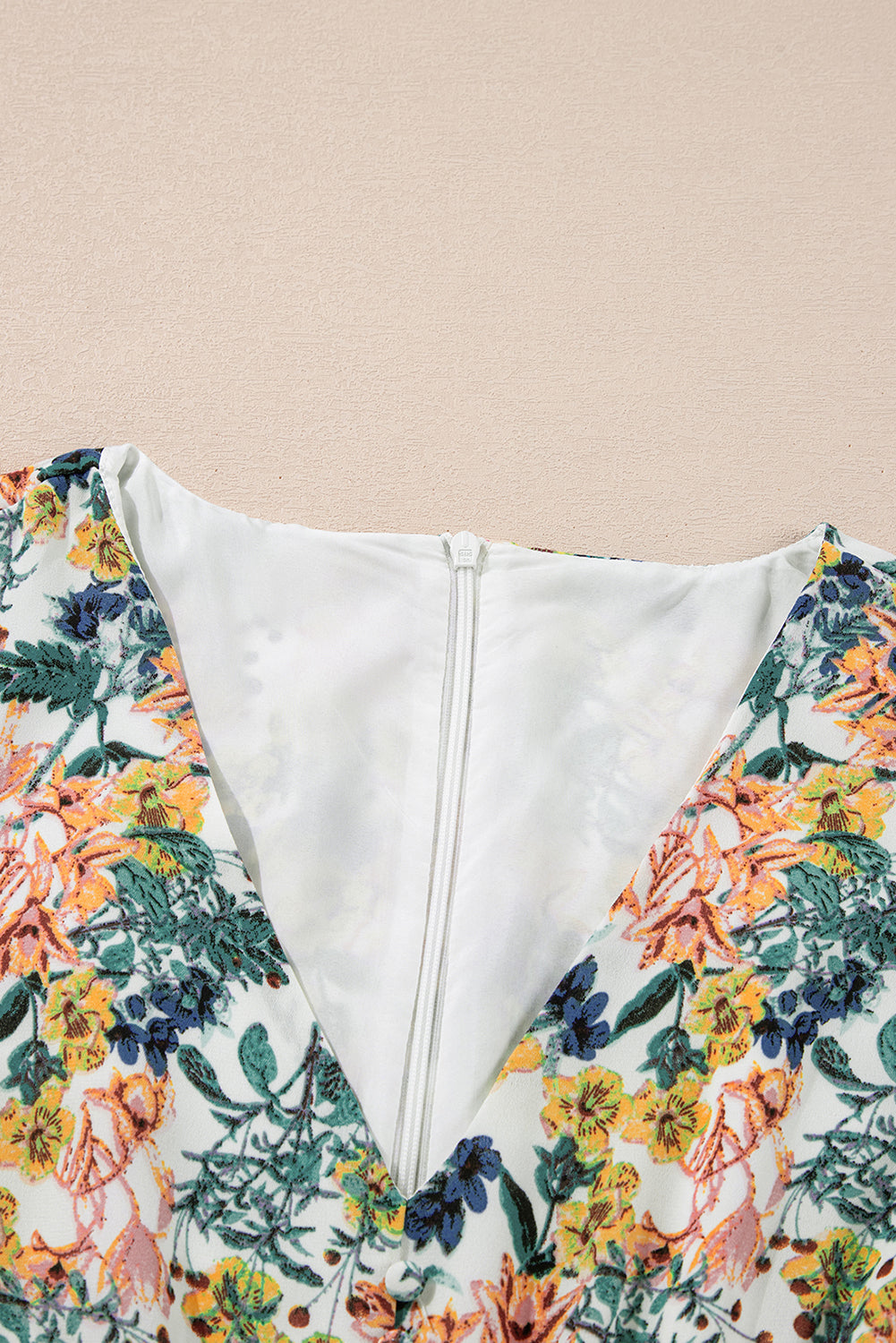 Sky blue floral ruffled dress with 3/4 sleeves, V-neck, high waist, and feminine design by Dear-Lover, perfect for spring or summer.