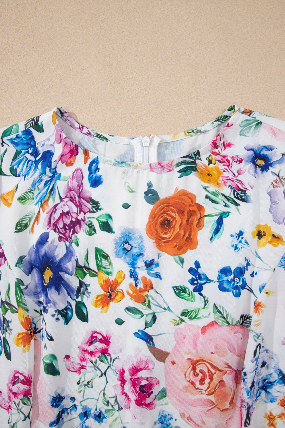 Sky blue floral print cap sleeve mini dress by Dear-Lover, made of polyester and elastane, featuring vibrant floral patterns.