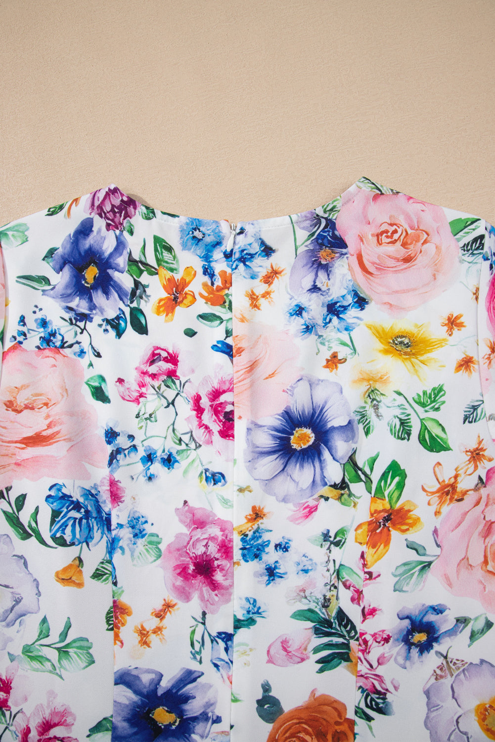 Sky blue floral print cap sleeve mini dress by Dear-Lover, vibrant polyester and elastane fabric, perfect for casual or summer wear.