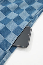 Sky blue checkered denim mini dress with frayed hem from Dear-Lover, featuring a casual, stylish design for warm weather.