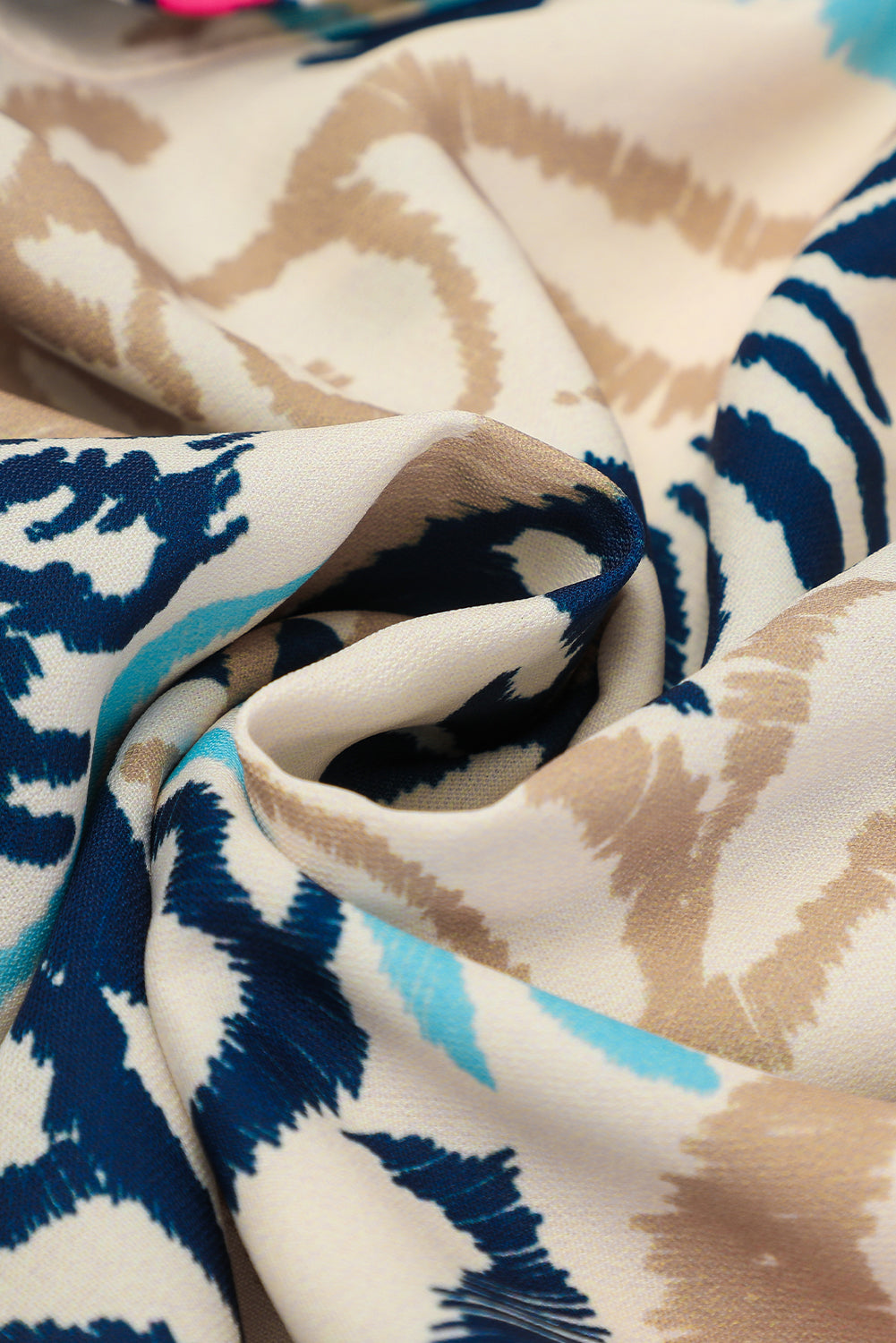 White printed tribal mini dress with bracelet sleeves and button details, made from polyester, by Dear-Lover.
