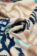 White printed tribal mini dress with bracelet sleeves and button details, made from polyester, by Dear-Lover.