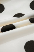White polka dot printed long sleeve flared mini dress by Dear-Lover, featuring a fitted bodice and flared skirt.