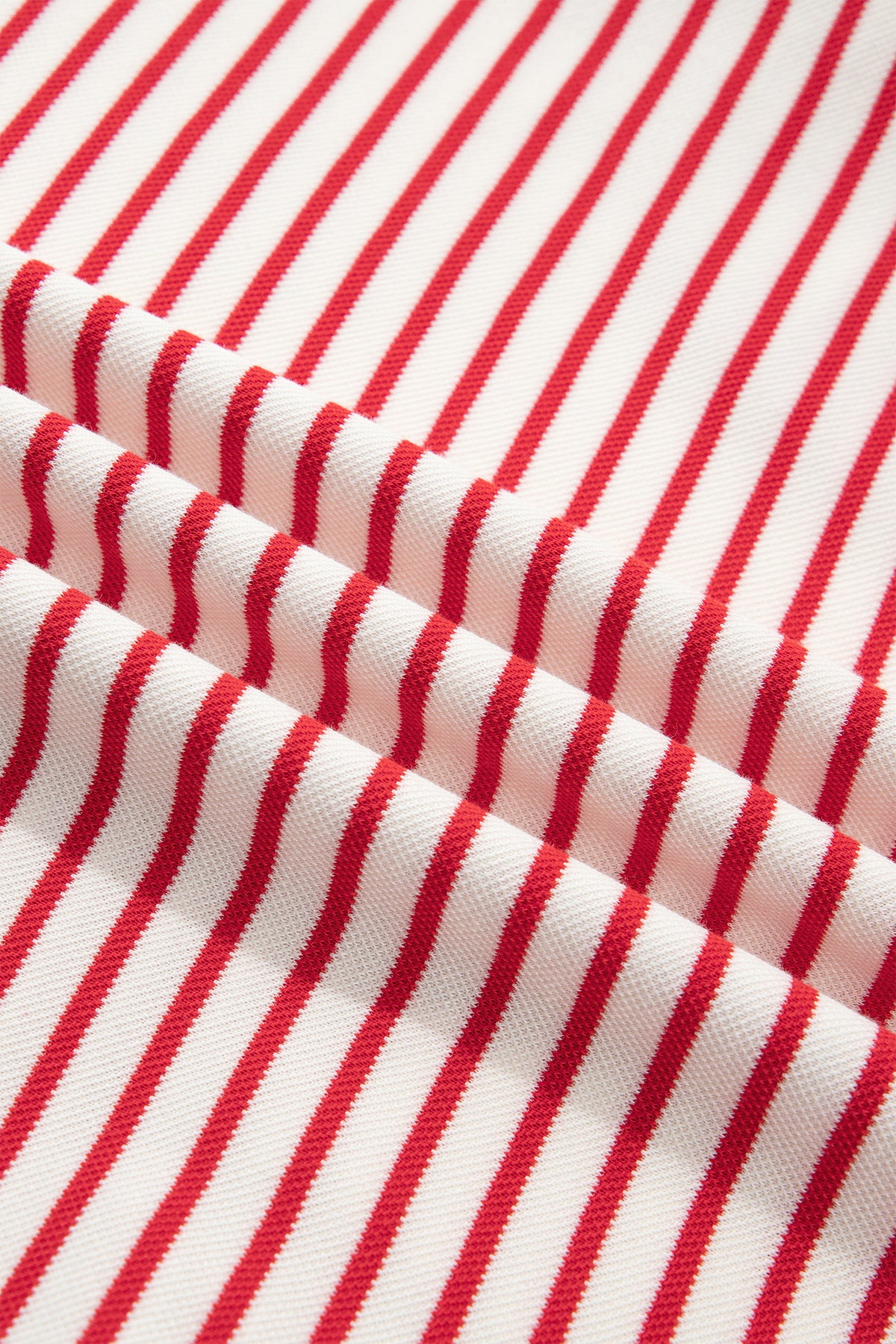 Red Stripe Quarter Zip Polo Collar T Shirt Dress with Pockets by Dear-Lover, featuring a relaxed fit and stylish design.