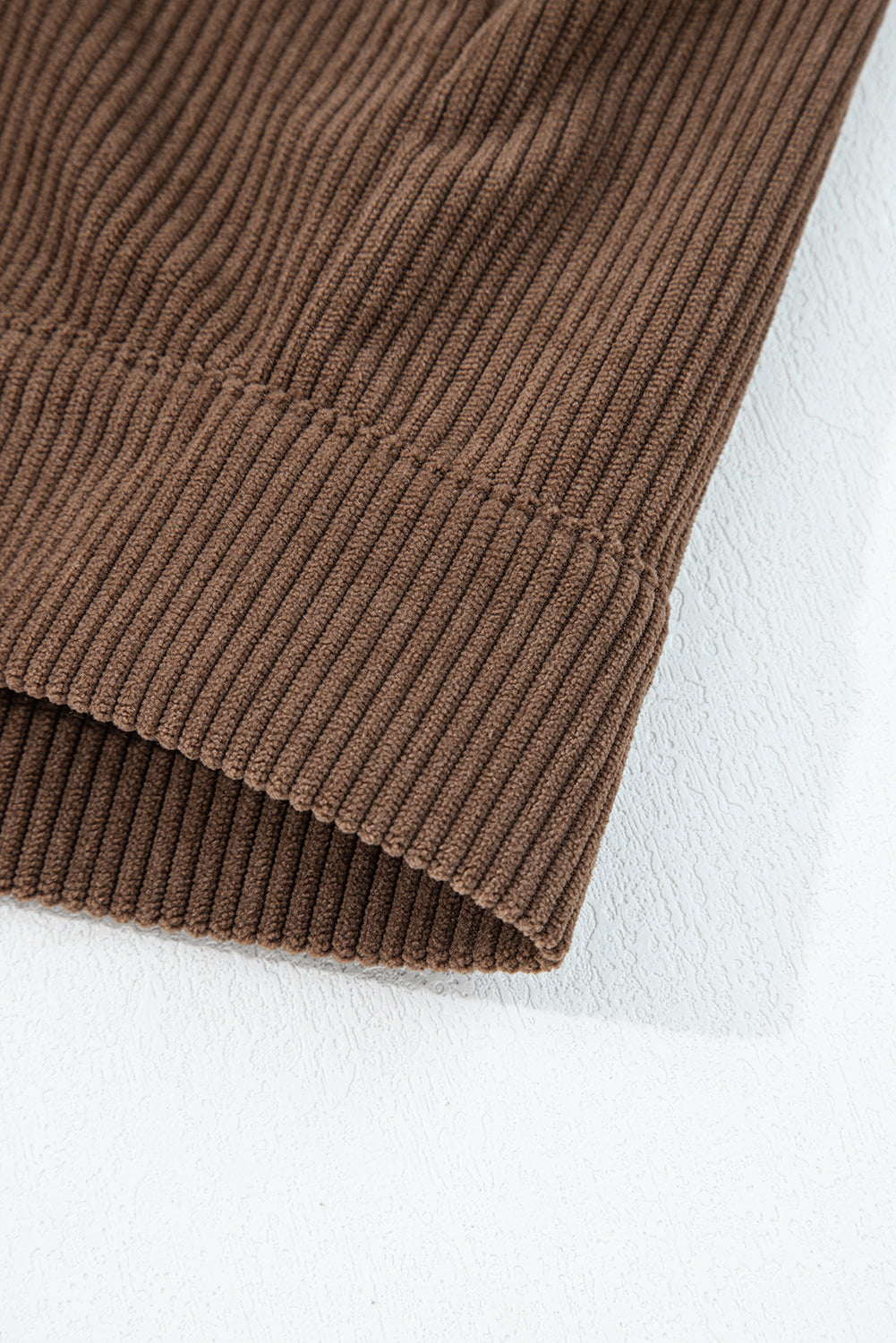 Dark khaki corduroy jacket with button and zip-up front, lapel collar, by Dear-Lover Dropshipping, stylish outerwear for women.