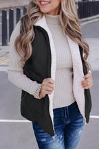 Pink fleece-lined quilted vest coat for women, Dear-Lover outerwear, lightweight polyester vest with warm fleece lining.