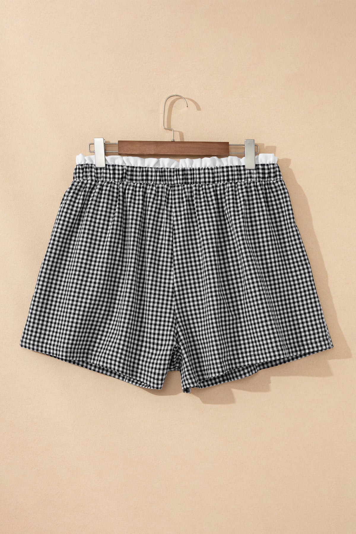 Plus size red plaid print cotton shorts with contrast trim from Dear-Lover, featuring a comfortable fit and stylish design.