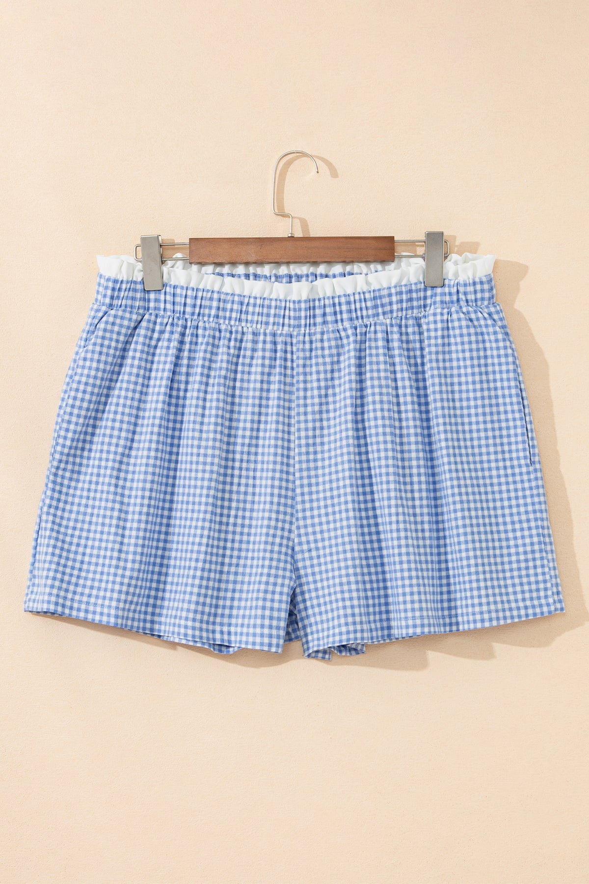 Plus size shorts with red plaid print, contrast trim, made of cotton, from Dear-Lover, featuring a comfortable fit and stylish design.