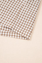 Plus size shorts by Dear-Lover with red plaid print, cotton fabric, contrast trim, designed for a comfortable fit.