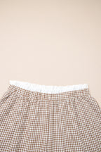 Plus size red plaid print shorts with contrast trim from Dear-Lover, made of soft cotton, stylish and comfortable for casual wear.