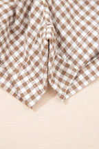 Plus size red plaid print shorts with contrast trim from Dear-Lover, made of 100% cotton, casual summer bottoms for women